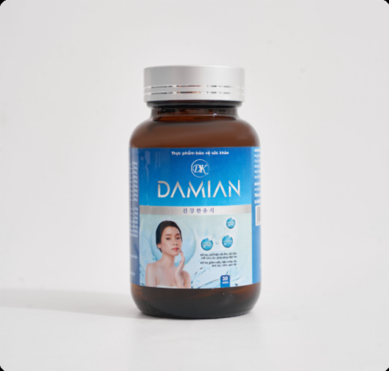 Hình ảnh minh họa sản phẩm thực phẩm chức năng (viên nang hoặc trà hộp) có nhãn mác liên quan đến hoa dạ minh châu